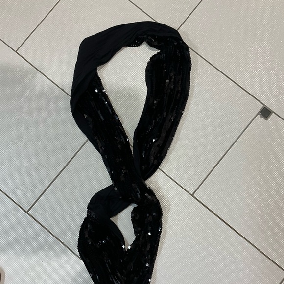 Express Black Lined Sequin Infinity Scarf OS - Picture 2 of 4